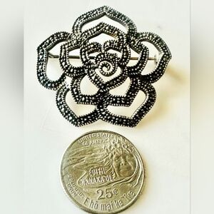 Vintage Sterling Silver 925 Flower Brooch Pin Rose